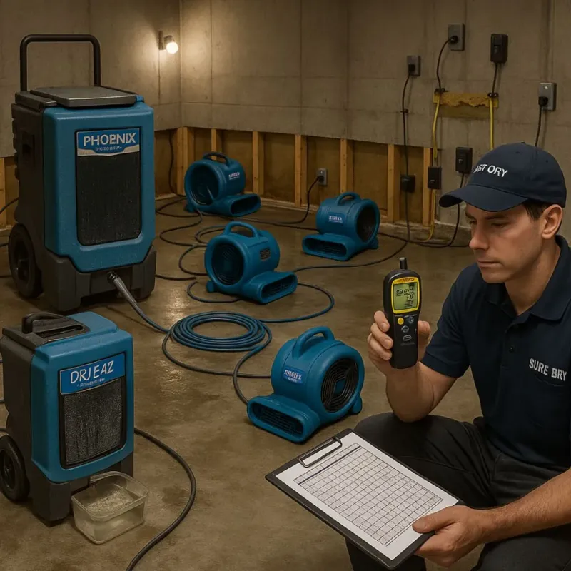 Structural Drying and Dehumidification process in Meridian Hills, IN
